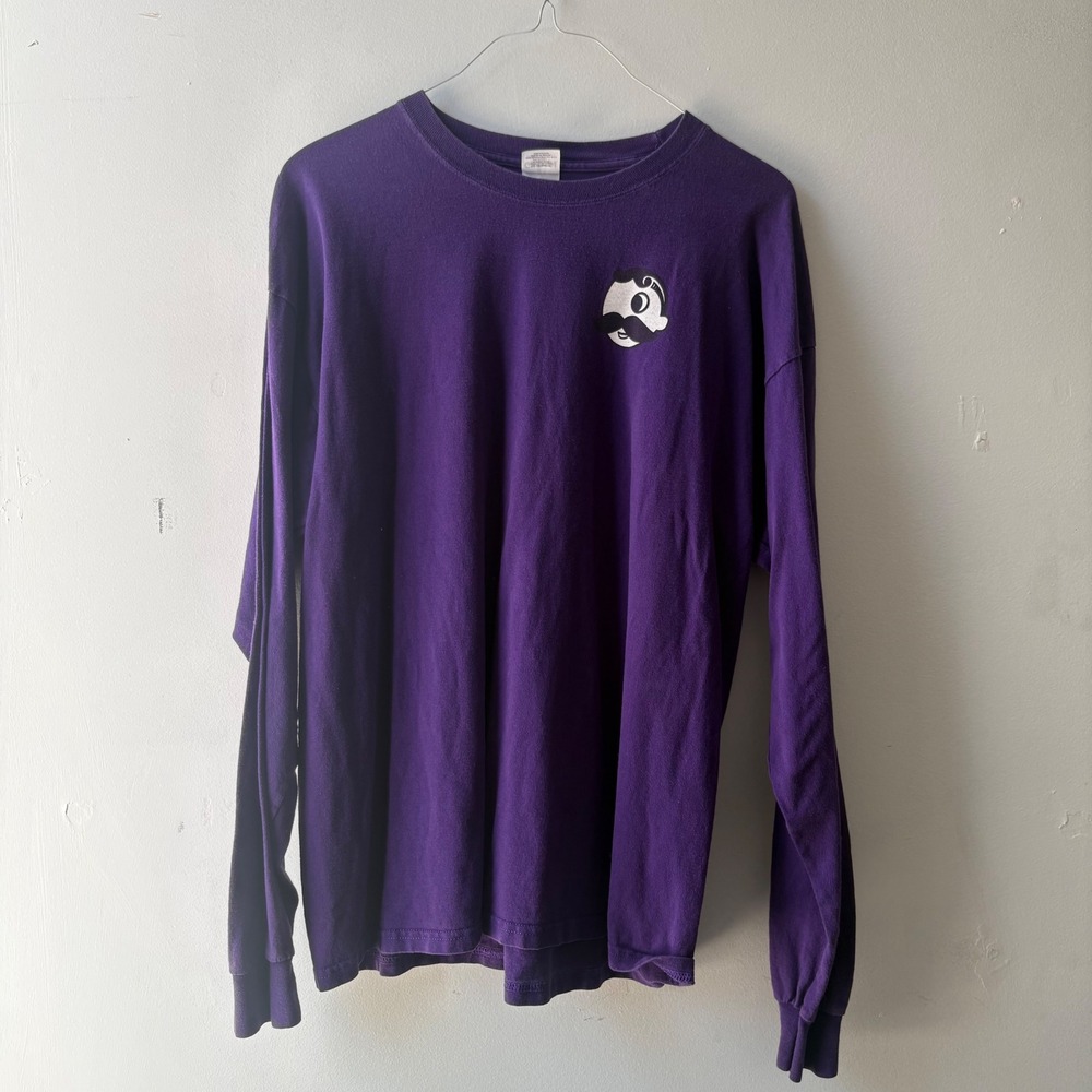 Natty Boh Knows Baltimore Football Long Sleeve Purple Shirt Mens XL Maryland